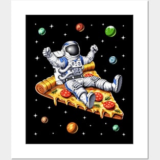 Astronaut Riding Pizza Slice Posters and Art